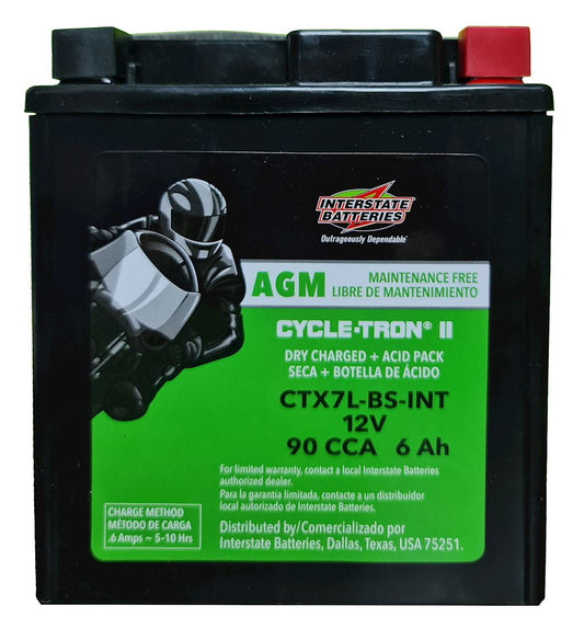 Batería Interstate para Moto CTX7L-BS-INT / 6 MESES DE GARANTIA AL 100% (foto de referencia el producto puede presentar variaciones en el color y etiquetado)